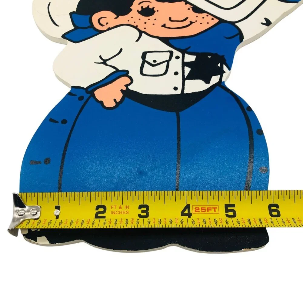Vtg Hand-Painted Wooden Little Boy Sheriff Wall Plaque Decor Hat Spurs Freckles